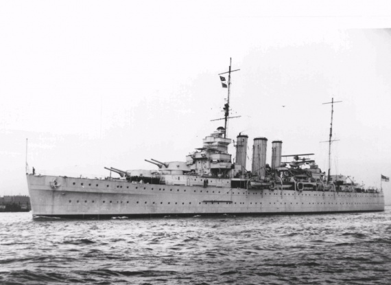 HMS Shropshire prior to her transfer to the RAN