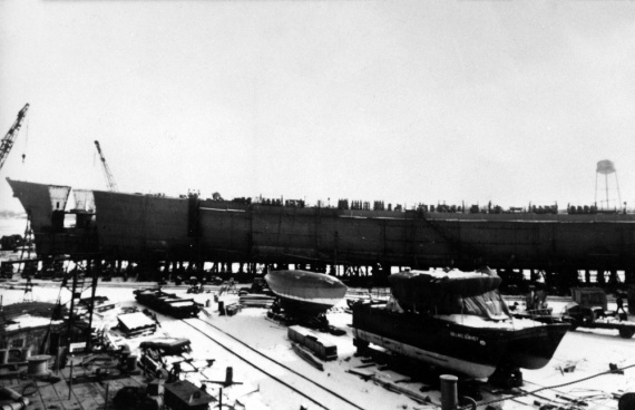 Brisbane taking shape at the Defoe Shipbuilding Company, Bay City, Michigan.