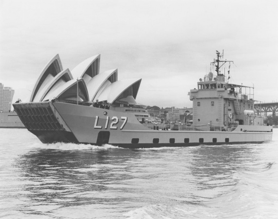 HMAS Brunei in Sydney for trials and exercises, 19 January 1973.
