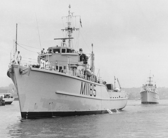 HMAS Gull arrives in Sydney on 7 December 1962 after her voyage from the United Kingdom.