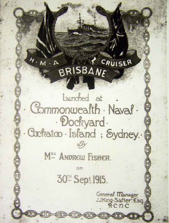Program from HMAS Brisbane's launching