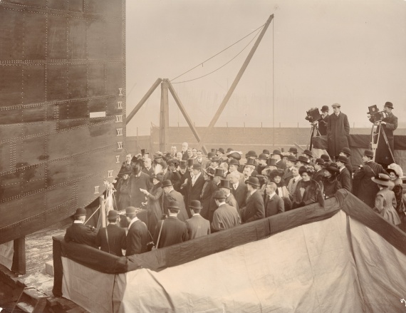 Launching of HMAS Parramatta on 9 February 1910 by Mrs Asquith, wife of British Prime Minister Herbert Asquith.