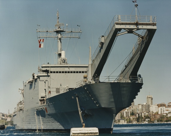 USS Fairfax County, September 1994 prior to commissioning into the Royal Australian Navy. The ship underwent an extensive conversion immediately after commissioning.   