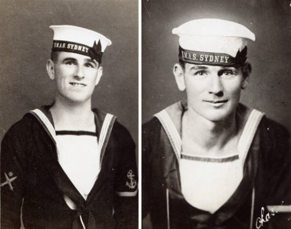 L-R: Leading Seaman Fred Norman and his brother Able Seaman Charlie Norman. Both were lost in the action with HSK Kormoran.