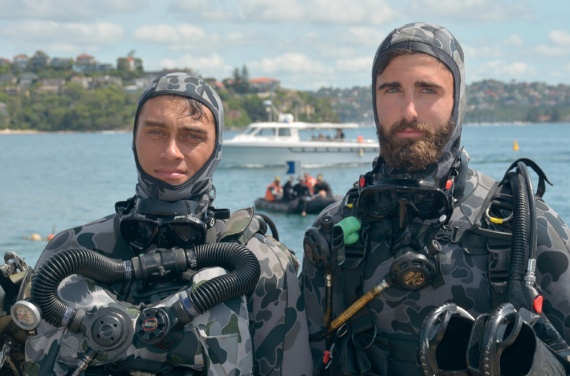 Members of the ADF Diving School are geared up ready to participate in a dive activity.