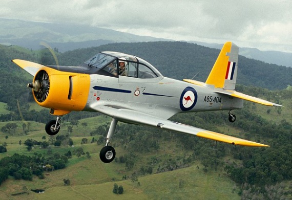 An ex-RAAF Winjeel in flight over south eastern Australia.