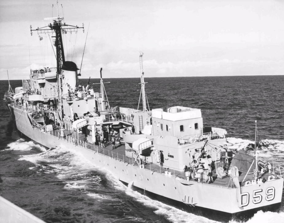 HMAS Anzac conducting replenishment approaches, circa 1965.
