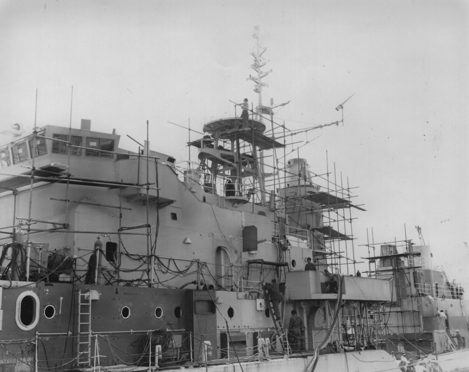 HMAS Vampire during her half life modernisation, 1970