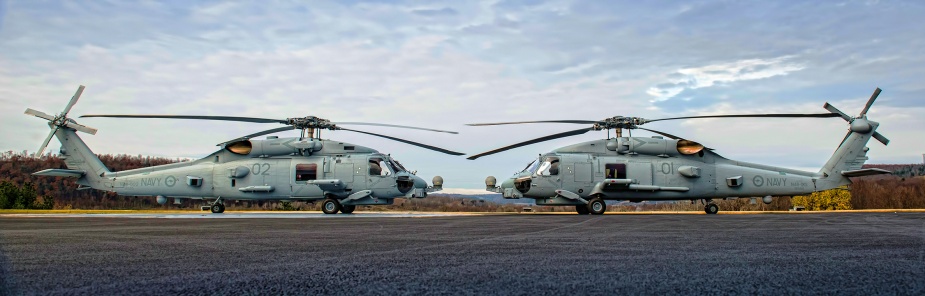 The RAN’s first two Sikorsky MH-60R Seahawk ‘Romeo’ naval combat helicopters at the Lockheed Martin facility in Owego, New York. Mixed RAN/USN crews flew the two aircraft from New York to Jacksonville in December 2013.