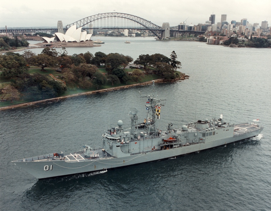 HMAS Adelaide berthing at Fleet Base East