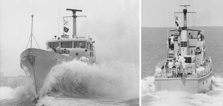 HMAS Adroit at sea.