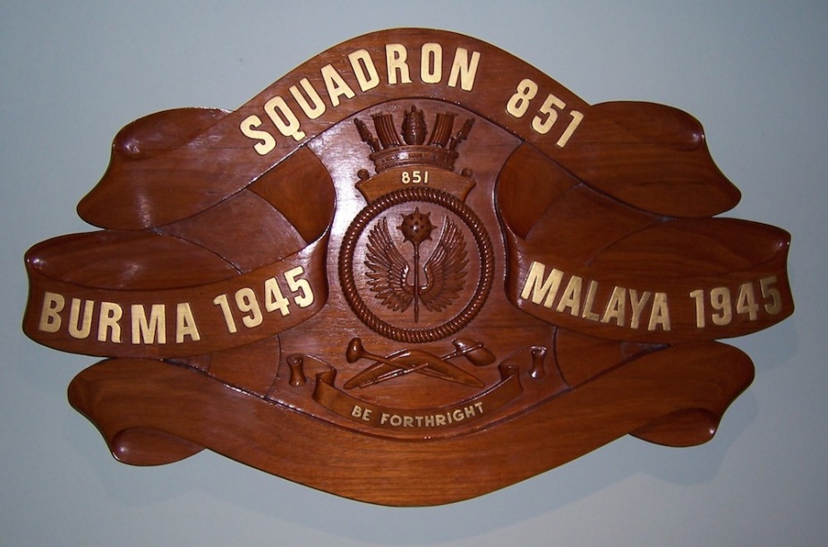 851 Squadron's RN Battle Honours Board.