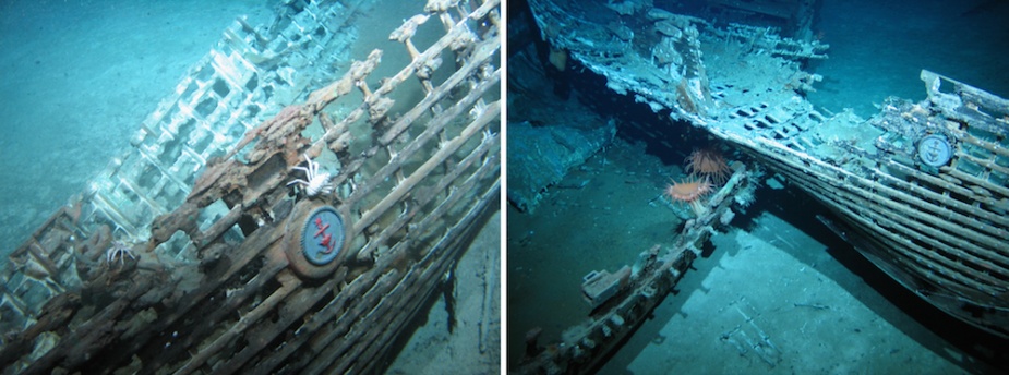 The tangled wrecks of two of Sydney’s boats lying in the debris field. The upper boat is likely one of Sydney’s 27-foot whalers.