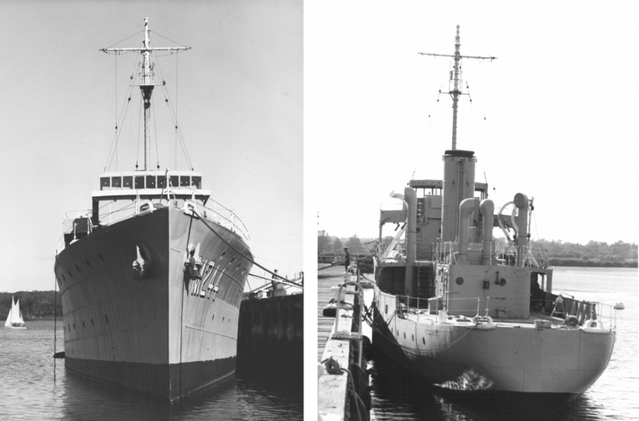 Castlemaine stripped of her wartime fittings in her role as a training ship at HMAS Cerberus, Westernport, Victoria.