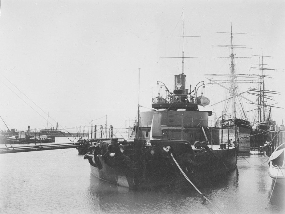 HMVS Cerberus berthed at Williamstown during the late 1800's.