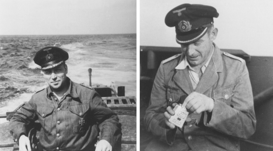 Two of U-862's officers, left" Marineoberstabsarzt Jobst Schafer.  Right: Oberleutnant zur see Karl Steinhauser