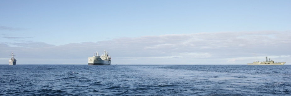 USS John S McCain, HMAS Sirius and HMAS Darwin in company transiting to Melbourne for Great White Fleet 100th Anniversary.