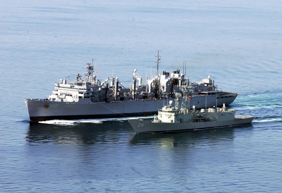 USNS Rainier and HMAS Darwin conducted multiple replenishments during January 2003.