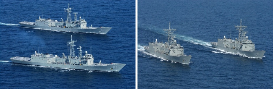 HMAS Adelaide (01) and HMAS Darwin (04) conducted a handover during January 2005.