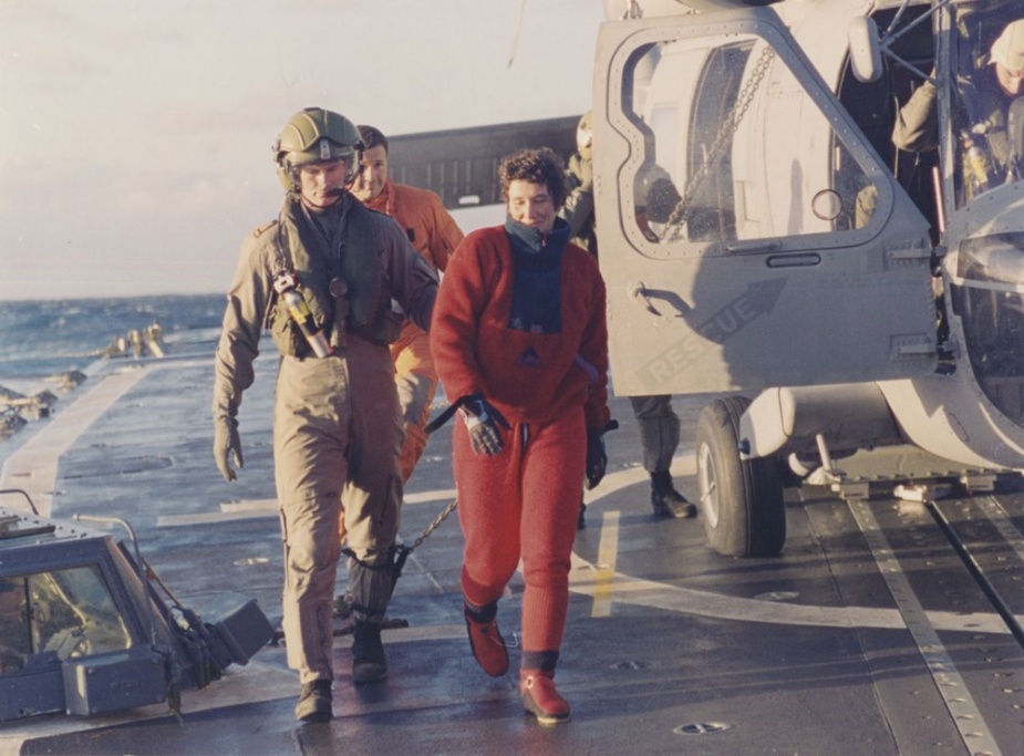 Rescue of the French yachtswoman Isabelle Autissier in the Southern Ocean by HMAS Darwin.