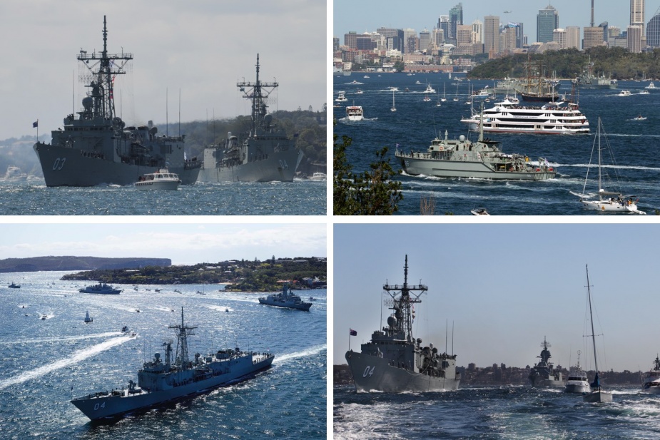 HMA Ships Darwin, Sydney, Diamantina and Parramatta in Sydney Harbour as part of the International Fleet Review 2013.