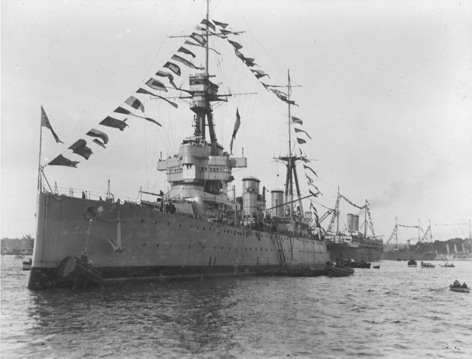 HMAS Australia dressing ship in honour of the Prince of Wales visit in 1920.