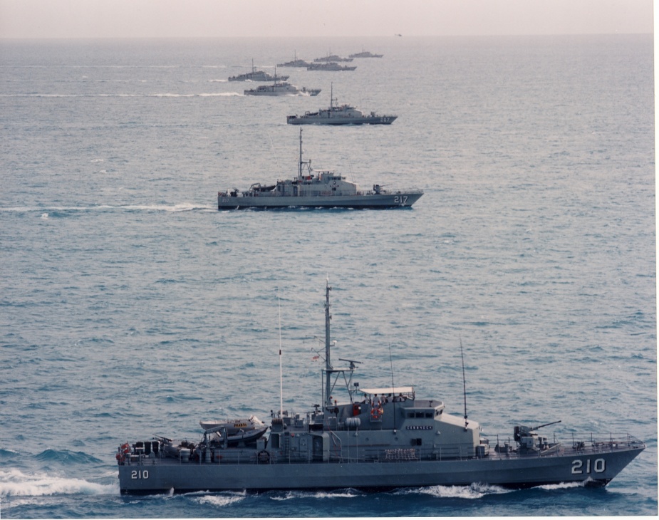 HMAS Fremantle with some of her sister ships from the Fremantle Class