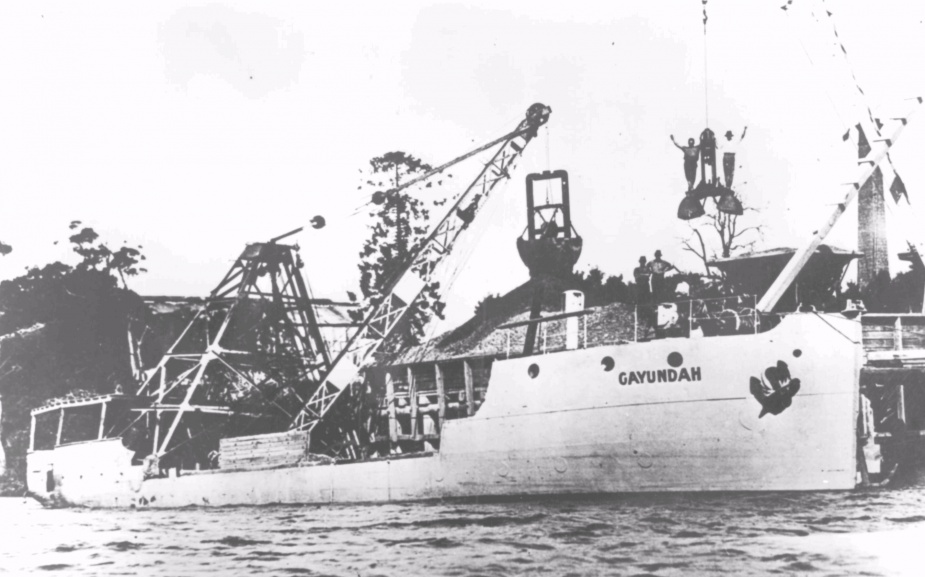 Gayundah as a sand and gravel barge in the Brisbane River