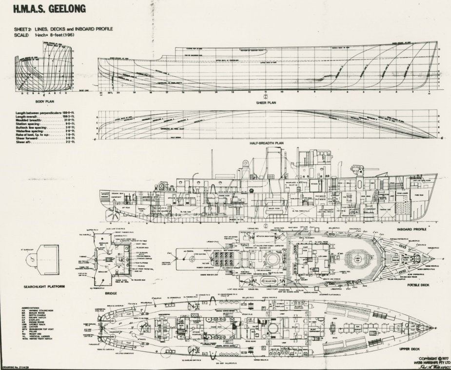 HMAS Geelong General Arrangement Drawing (Webb Warships)