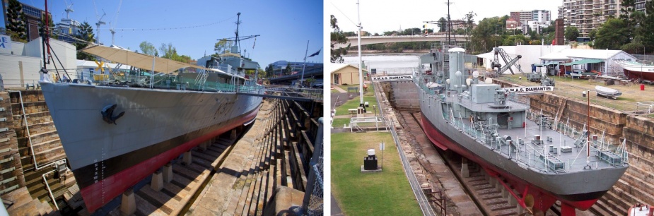 The former HMAS Diamantina as a museum ship in Brisbane, Queensland.