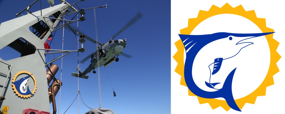 HMAS Launceston (III), a Cairns based patrol boat signified by the blue marlin on her funnel.