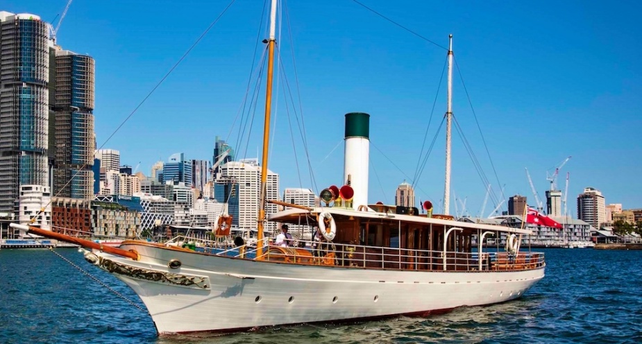 The Australian National Maritime Museum heritage vessel, the Steam Yacht Ena in 2017  -  Formerly HMAS Sleuth 1917.