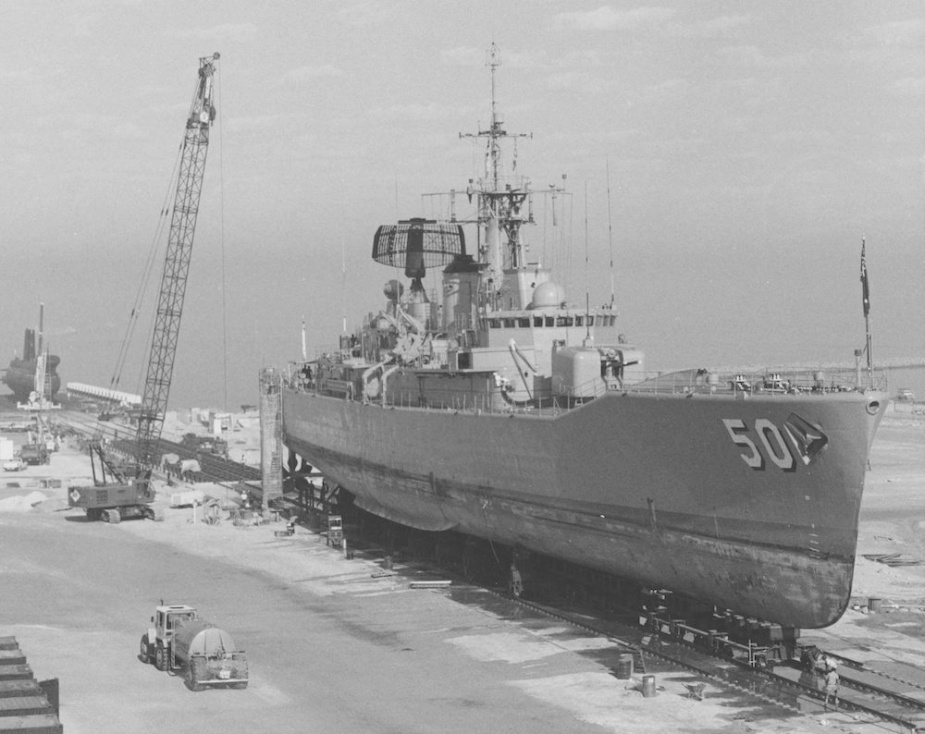 HMAS Swan during refit in 1989.