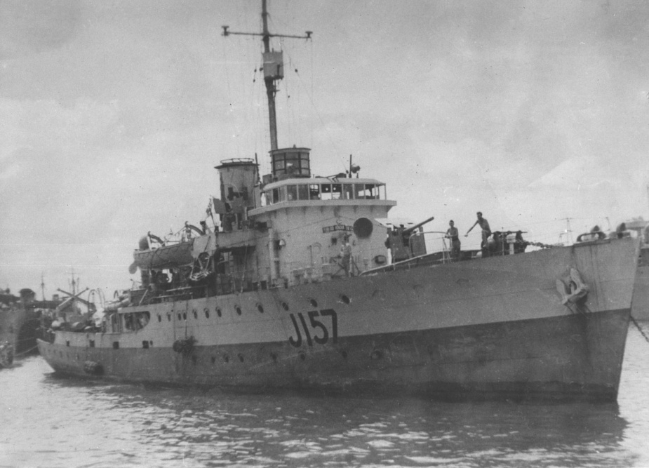 HMAS Toowoomba as she appeared late in the war. Note the additon of radar enclosed in what was known as the 'lantern' at the rear of her bridge.
