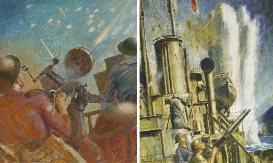 At the time of the air attack on Wagga, war artist Dennis Adams was onboard. He later reproduced the incident on canvas and his works may be seen in the collection of the Australian War Memorial. (AWM ARTAWM ART 22824 22326)