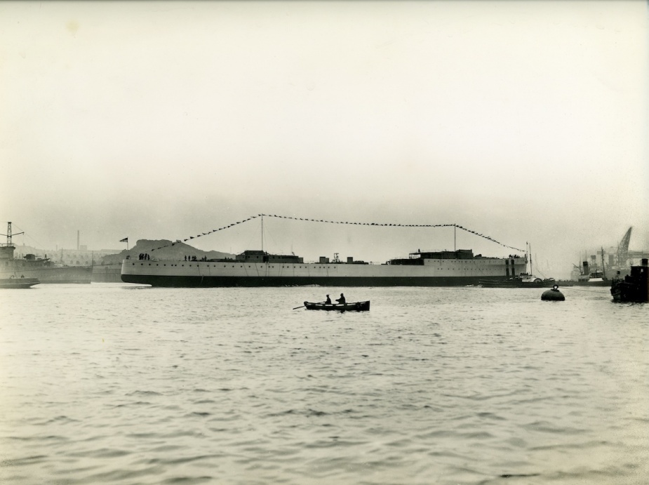 Sydney afloat for the first time, 22 September 1934.