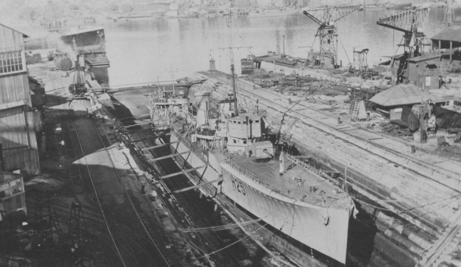 HMAS Tasmania in dry dock at Cockatoo Island 1924.