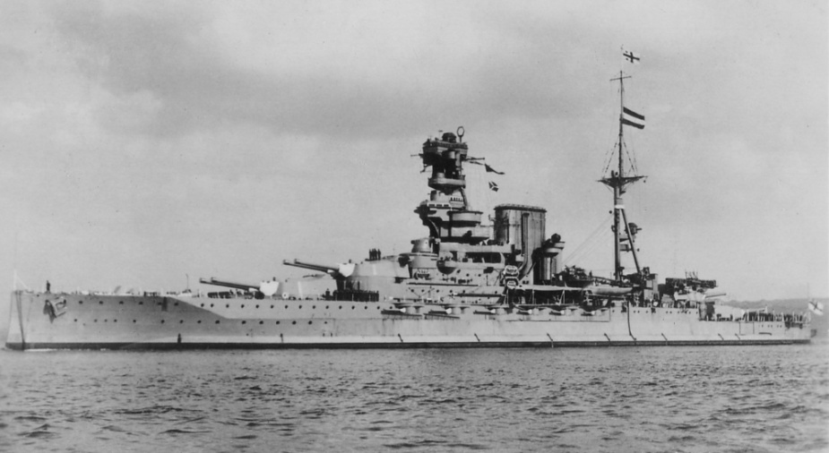 The battleship HMS Barham.  She was later torpedoed and sunk in the Mediterranean by U-331.