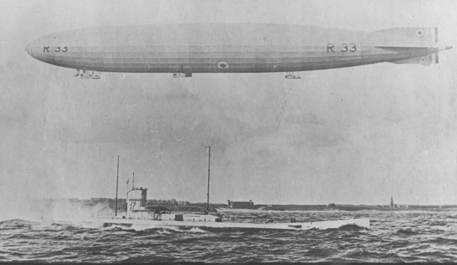 HMS Submarine J7 off the River Tyne prior to sailing for Australia in February, 1919.