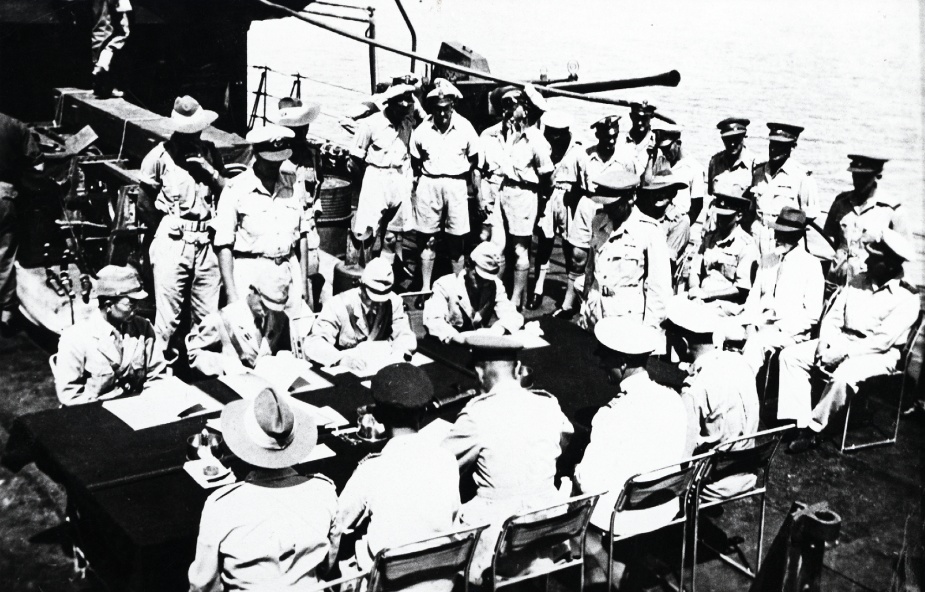 The Ocean Island surrender is signed on board HMAS Diamantina