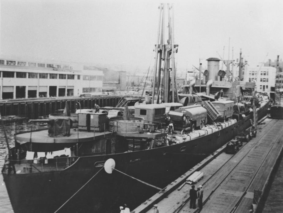 The Liberty Ship Peter Silvester with a full cargo of war materials. (Project Liberty Ship 26 749)