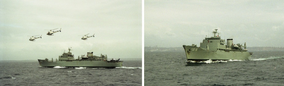 HMAS Stalwart at sea during Operation Shop Window, 1987 (John Jeremy collection)