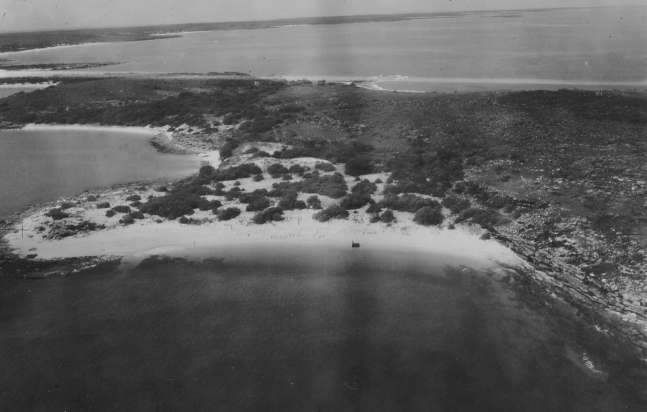 Patricia Cam beach message which read, 'PATCAM - Bombed - No Food - Plenty Water'