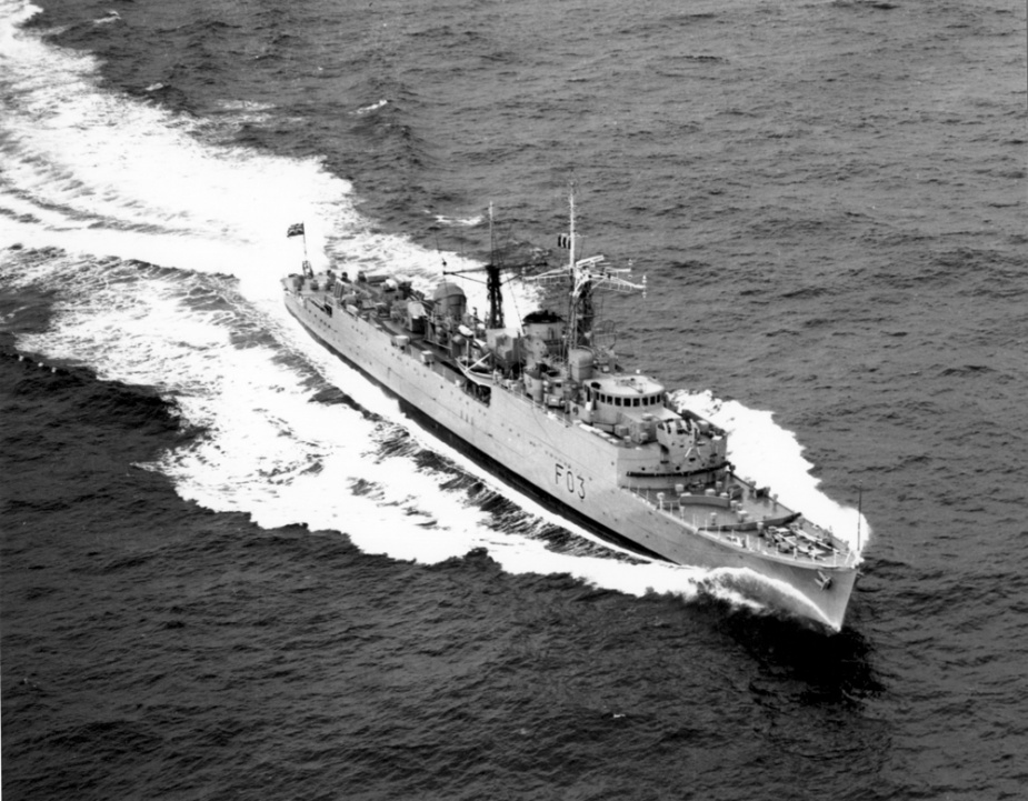 HMAS Quiberon at sea after her conversion