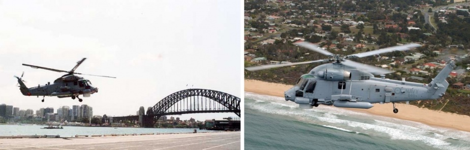 Left: Super Sea Sprite departing Sydney Harbour. Right: Kaman SH-2G(A) Super Seasprite.