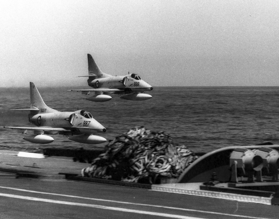 Skyhawks conduct low flypast over Melbourne.