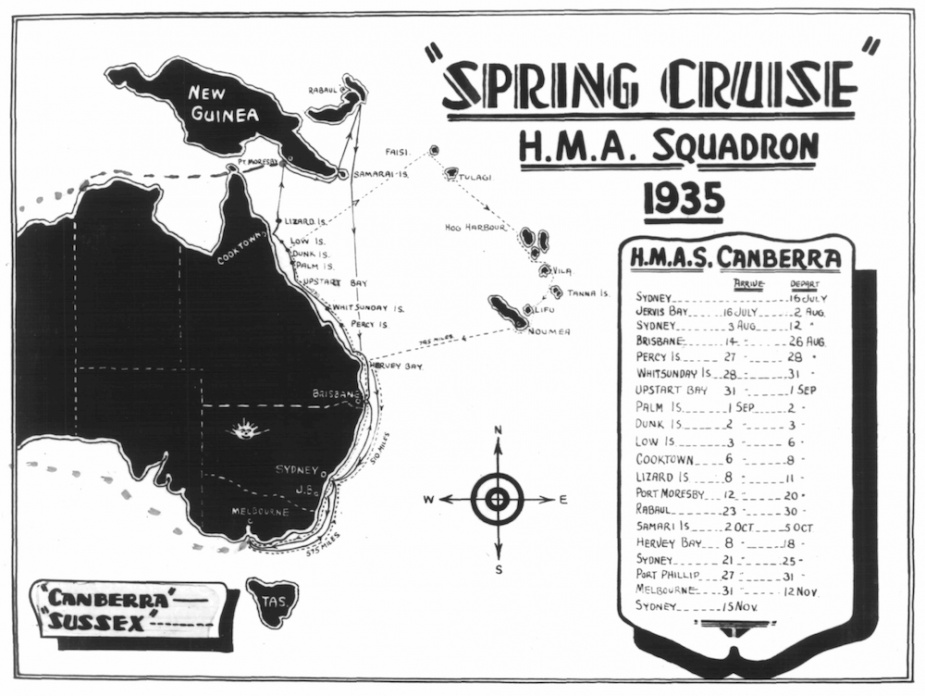Peacetime saw HMAS Canberra (I) conduct a number of spring training cruises to neighboring Pacific countries.