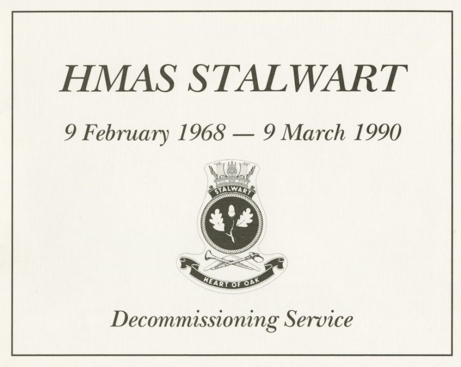 HMAS Stalwart’s decommissioning booklet 