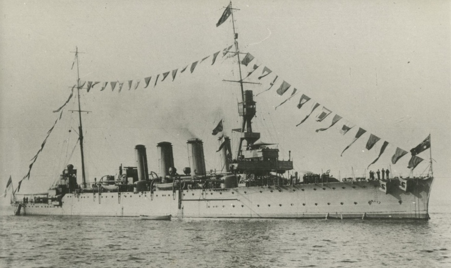 HMAS Sydney dressing ship in honour of the Prince of Wales visit in 1920.