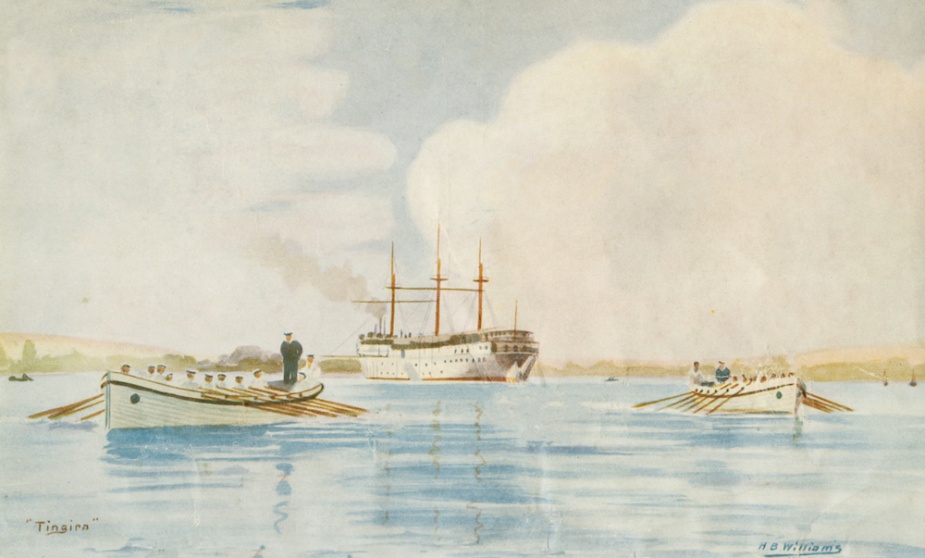 Tingira moored in Rose Bay, her permanent home as a boy’s training ship.